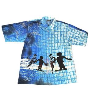 City Hunter Collection Sz XXL New York City Men's Button Up Shirt Blue Biggy